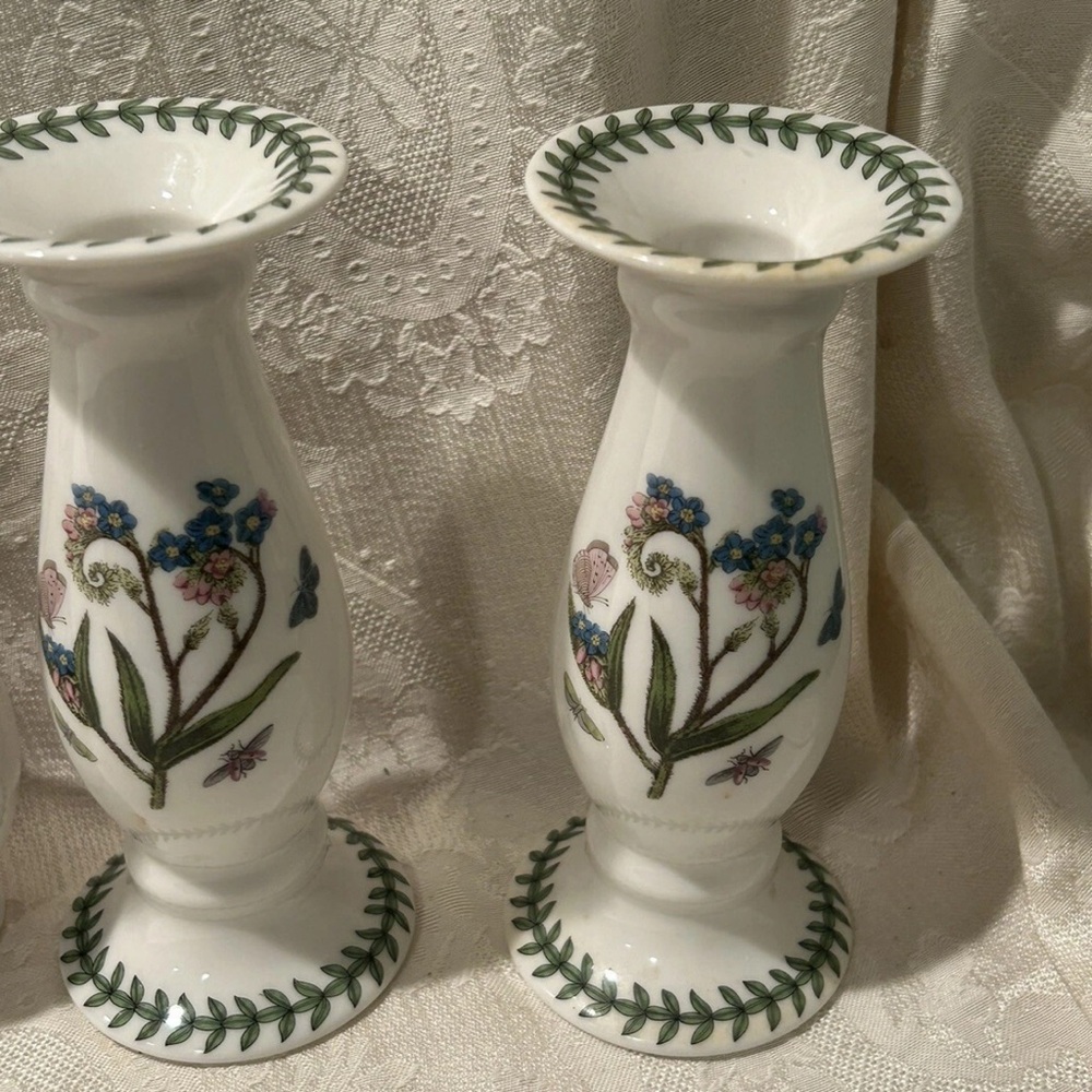 Portmeirion White and Green Accent Vases